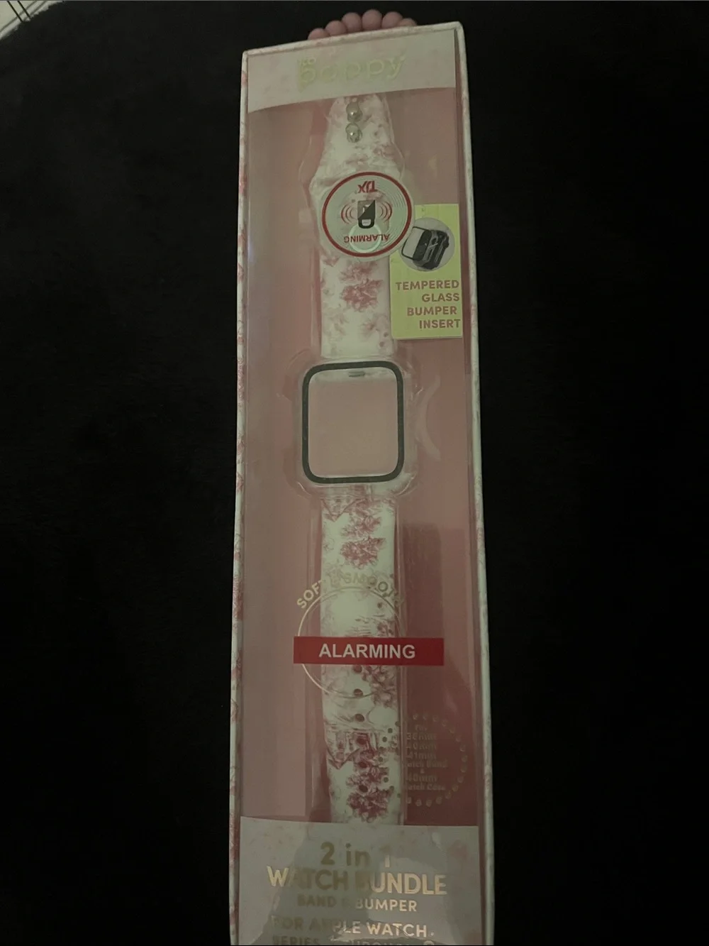 Pink Floral 2-in-1 Watch Band & Tempered Glass Bumper for Apple Watch